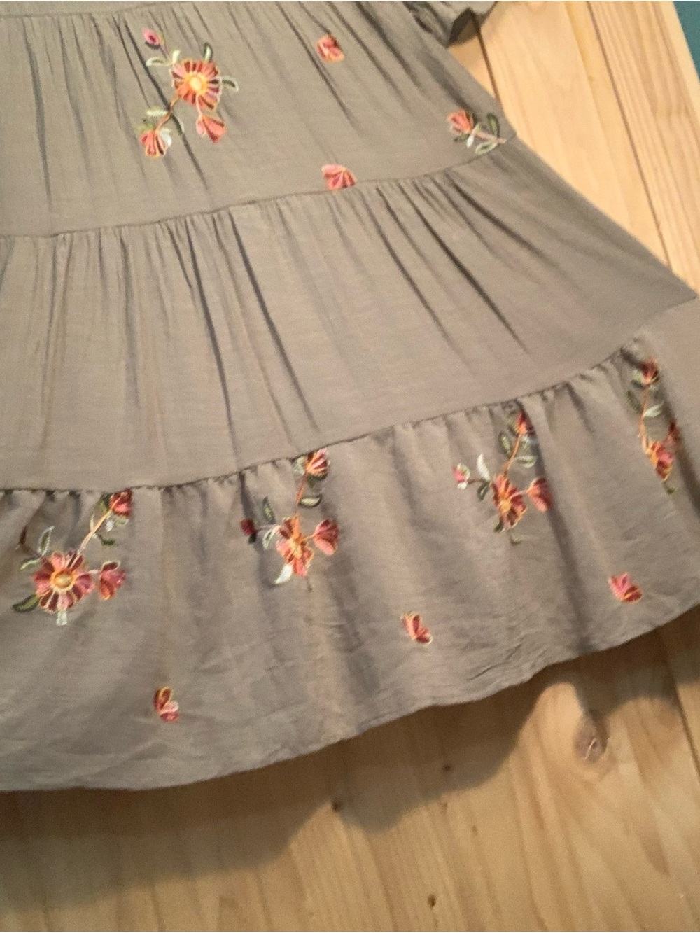 NWT Fig & Flower Women’s M Tiered Embroidered Smocked Ruffled Romantic Dress - Picture 3 of 13